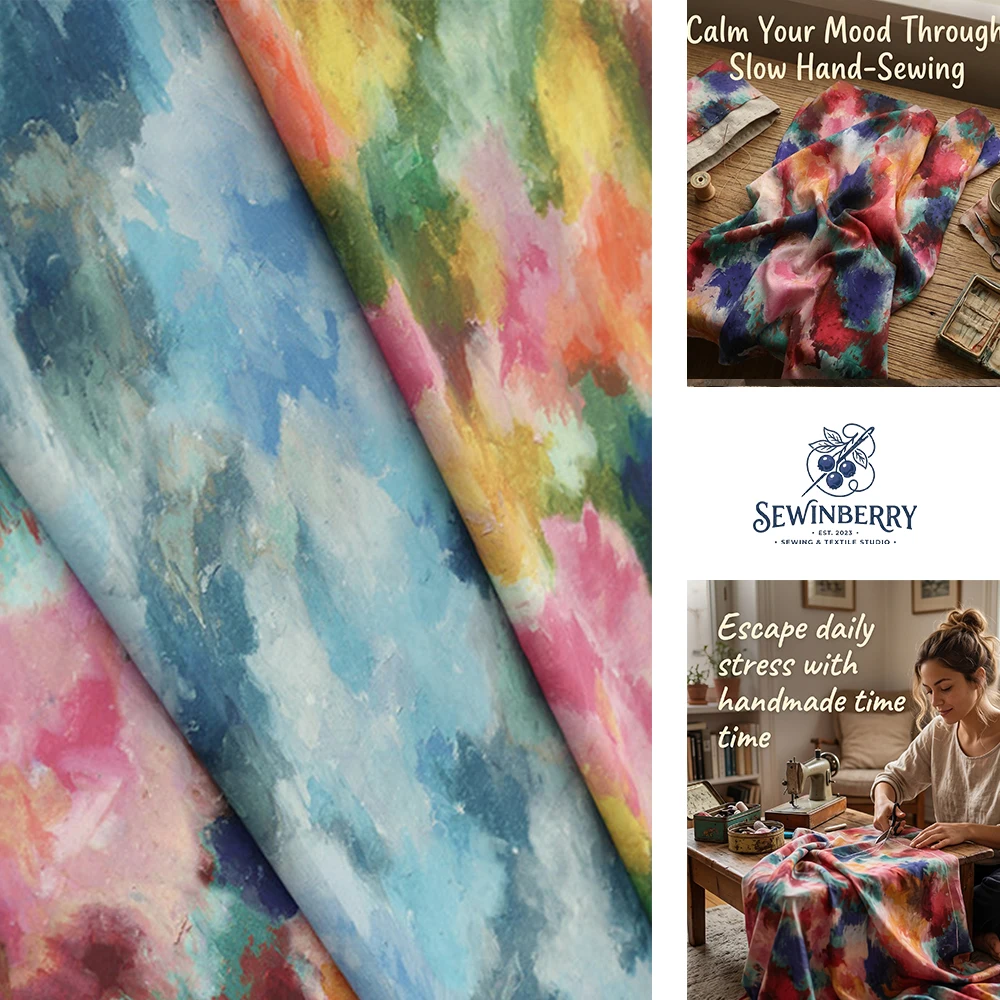 Impressionist Oil Painting Printed Cotton Fabric Stress-Relief DIY Sewing Material For Dress Blouse Fat Quarter Patchwork