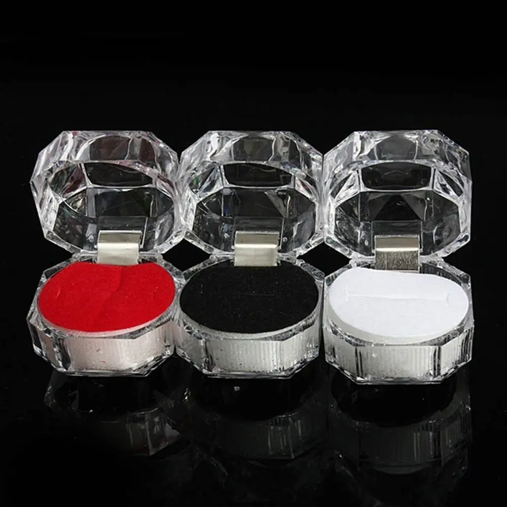 Nice Ring Box Hot Clear Crystal Earrings Brooch Storage Organizer Jewelry Box Display Case