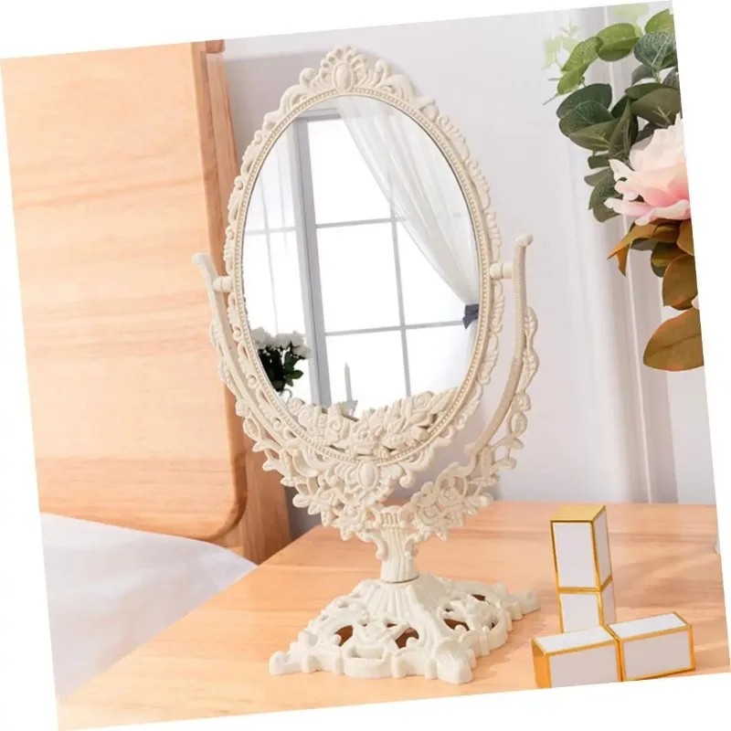 Miroir de maquillage de style européen vintage, nar, cosmétique, résistant à 360, rotation, bureau, vanité, décoration d'intérieur