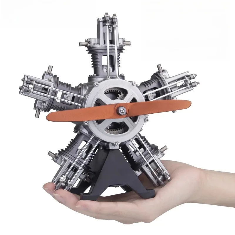

5-Cylinder Radial Engine DIY Electric Simulation Aircraft Model Metal Mechanical Assembly Kit Collection Gift