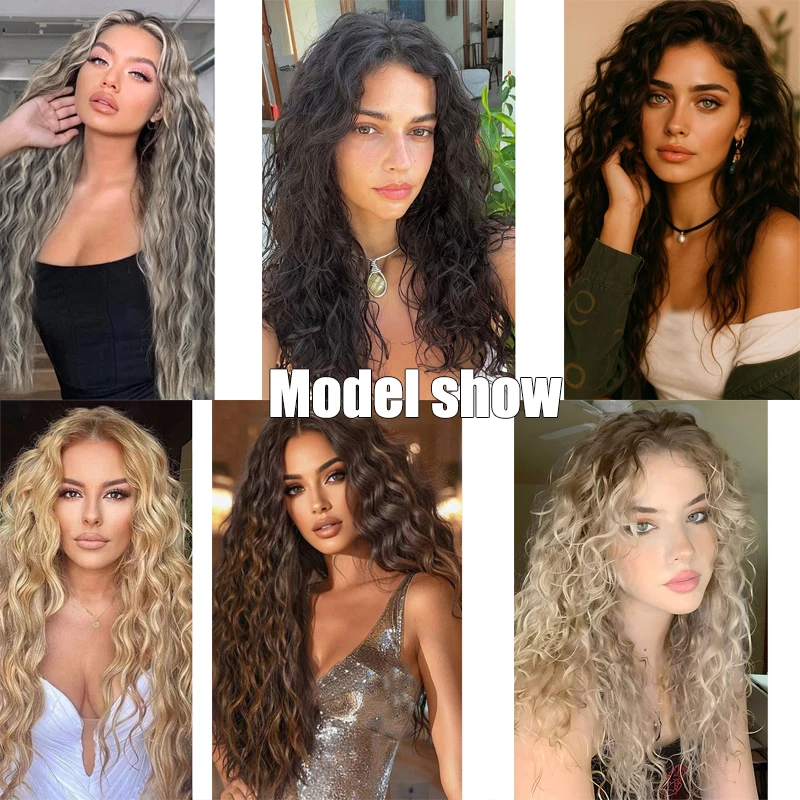 شعر مستعار الذرة بيرم طويل مجعد الشعر التمديد قطع شعر مستعار 16 بطاقة 6 قطع مجموعة الشعر التمديد الذرة بيرم تمديد شعر مستعار قطع شعر مستعار