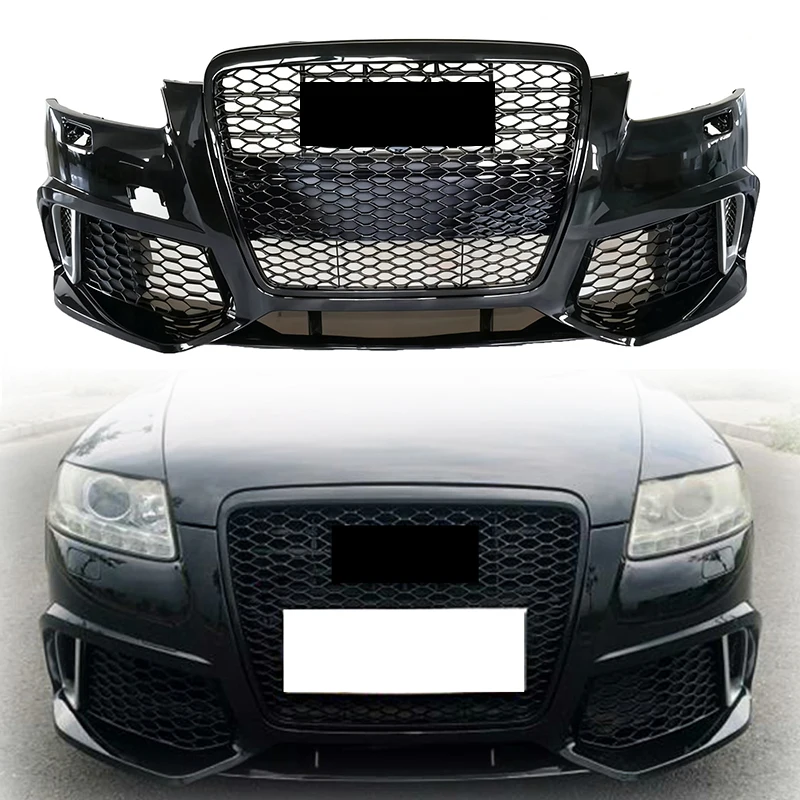 

Cc car High Quality Facelift Car Body Kit Front Bumper with Honeycomb Grille for A6 S6 C6 Upgrade to RS6 2005-2012