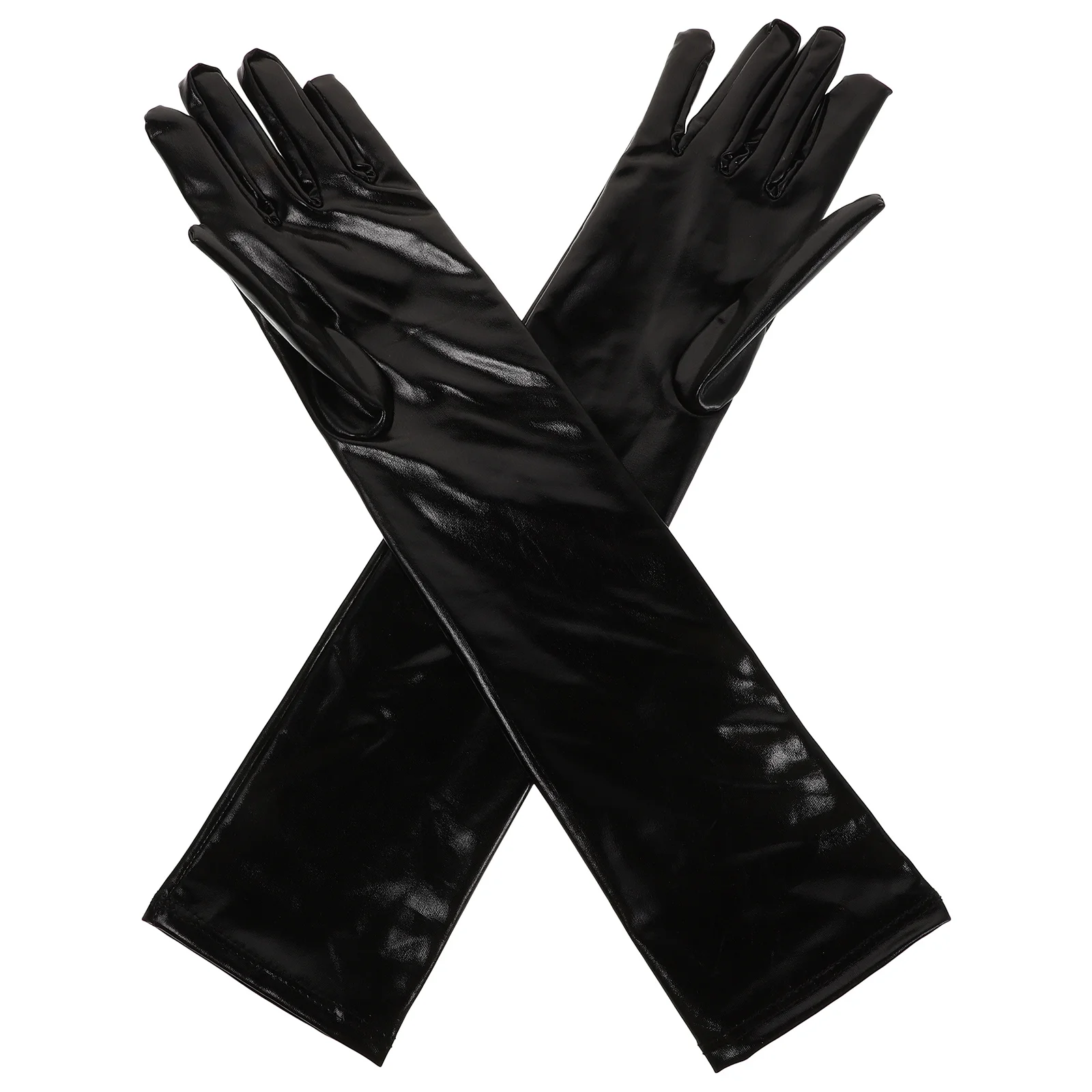 

1 Pair Long Wet Look Gloves Shiny Metallic Women'S Costume Accessories For Cosplay Halloween Party Dress Up Opera Gloves