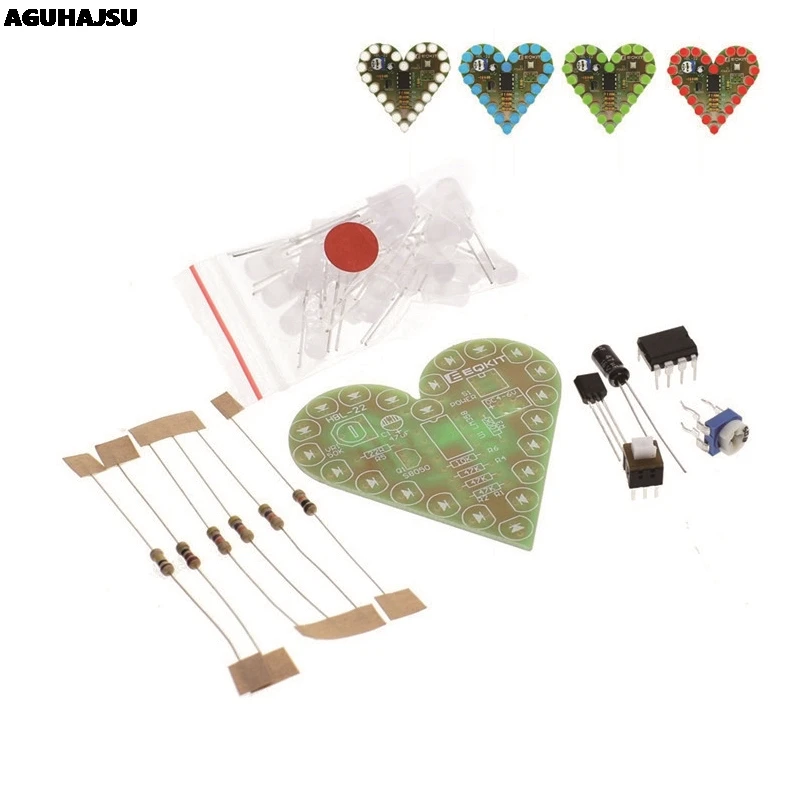 DIY Kit Heart Shape Breathing Lamp Kit DC 4V-6V Breathing LED Suite Red White Blue Green DIY Electronic Production for Learning