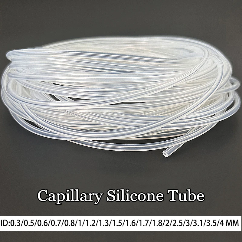 ID 0.3mm~4mm 1/3/5/M Clear Capillary Silicone Tubing Heatproof Micro Hose Liquid Transfer in Lab Aquarium Beverage Projects Pipe