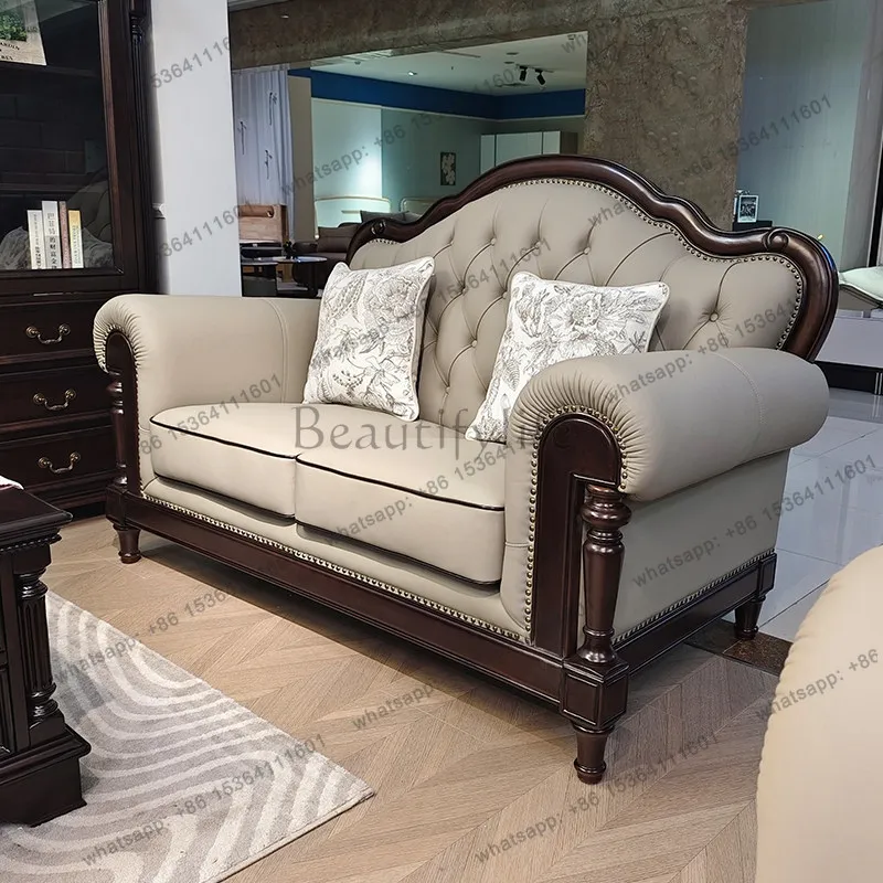 FG American First-layer Cowhide Couchs Three-seat Sofa Double Leather Living Room Sofas And Seating Couch Armchair Home Furnitur