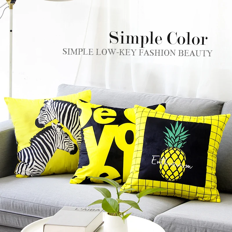 Geometry Cushion Cover Polyester Pillowcase Decorative Sofa Cushions Pillowcover Home Decor Black Yellow Blue Pillow Cases