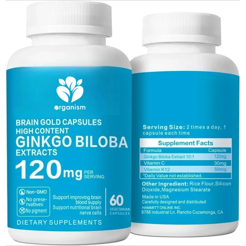 

Ginkgo biloba leaf capsules, 60 capsules, vegetarian capsules