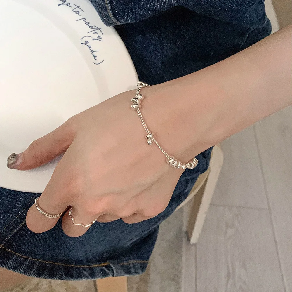 

Серебряные браслеты с кисточками из бисера для женщин и девочек, креативные минималистичные модные элегантные вечерние ювелирные изделия ручной работы, подарки