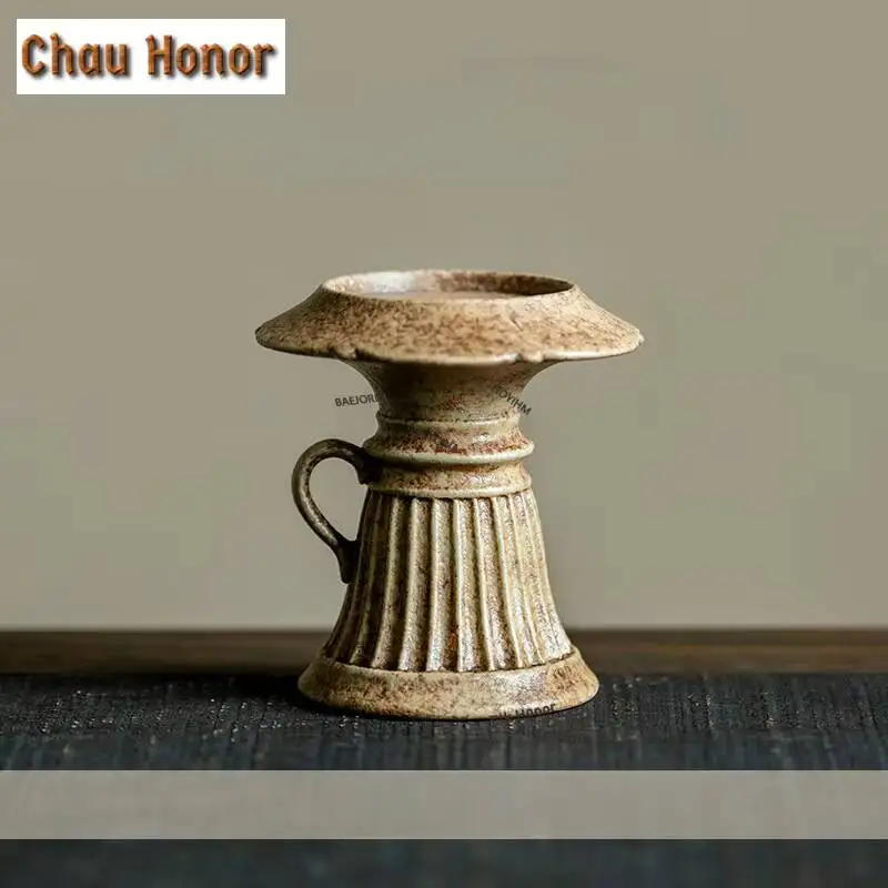 ZAEYORIA Retro Chestnut Shell Lotus Candle Holder Artifacts Scented Aromatic Candles Candle Lights Teaset Centerpiece Decoration