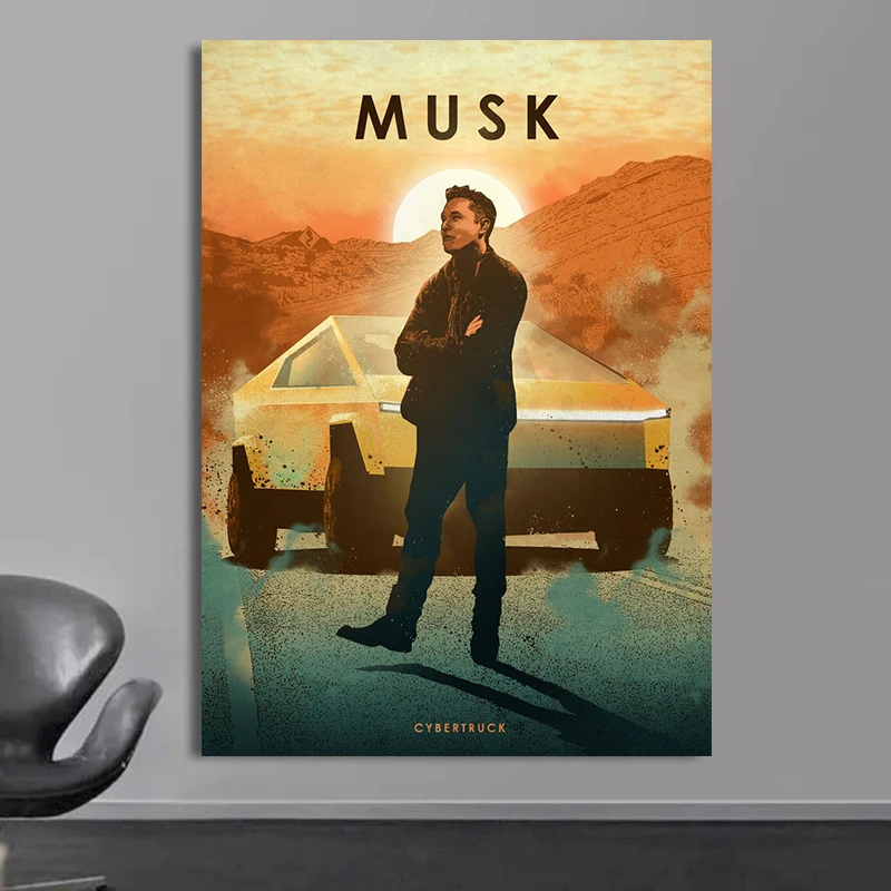 Graffiti Art Elon Musk Smoking Canvas Painting Classic Entrepreneur Inspirational Quote Poster and Print Wall Art Room Decor
