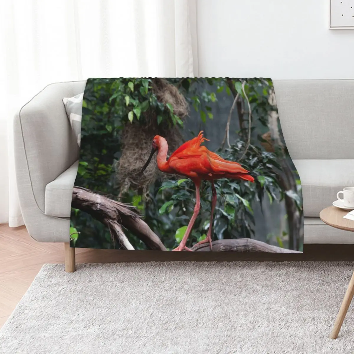 

Scarlet Ibis perched on a vine Throw Blanket Decorative Sofas Comforter Sofas Soft Plush Plaid Blankets
