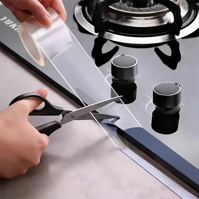 Clear Waterproof Sealing Tape, Stain Resistant Gap Sealer, Easy to Apply PE Seal Strip for Kitchen Stove, Bathroom & Home Use