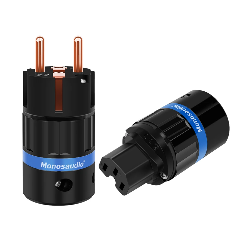 HIFI E104/F104 Pure Copper EU version Power Plug European Male connector Schuko supply cable jack+IEC Female Plug