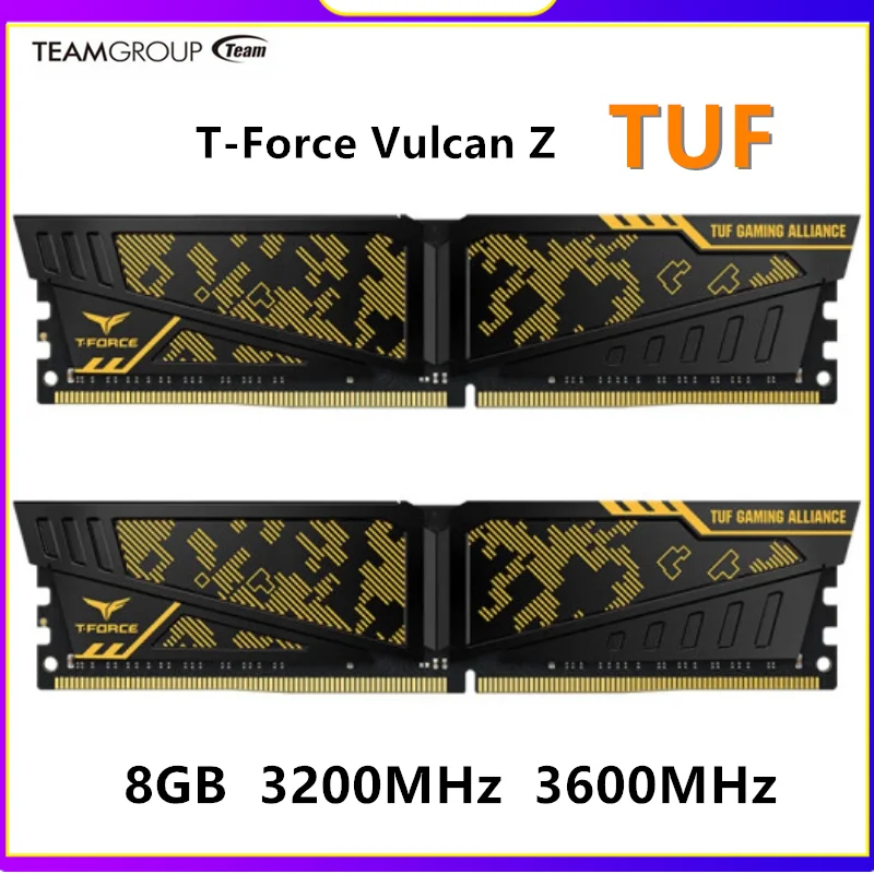 

TEAMGROUP T-Force Vulcan Z -TUF DDR4 16GB 8GB 3200MHz (PC4-25600) /3600MHz Desktop Memory Module Ram