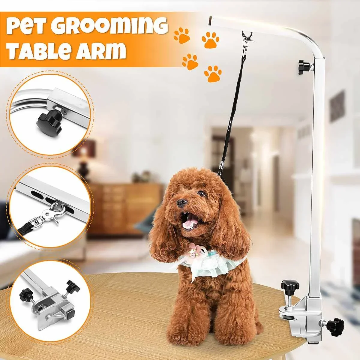 Pets Suspension Grooming Bracket Foldable Adjustable Table Arm with Sling Stainless steel Support Dog Cat Holder for Bath Desk