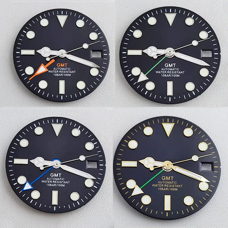 28.5mm dial for GMT NH series 34 35 36 movement Sterile Green Glow Watch dial Watch face accessories