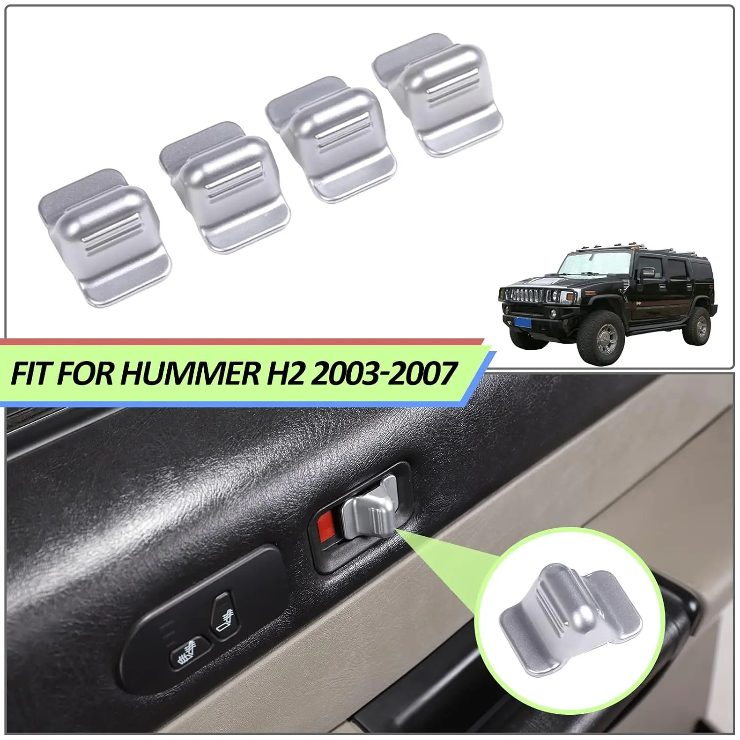 

ABS Carbon Style Car Central Door Lock Switch Cover Car Children Safety Switch Lock Button Trim Cover For Hummer H2 2003-2009