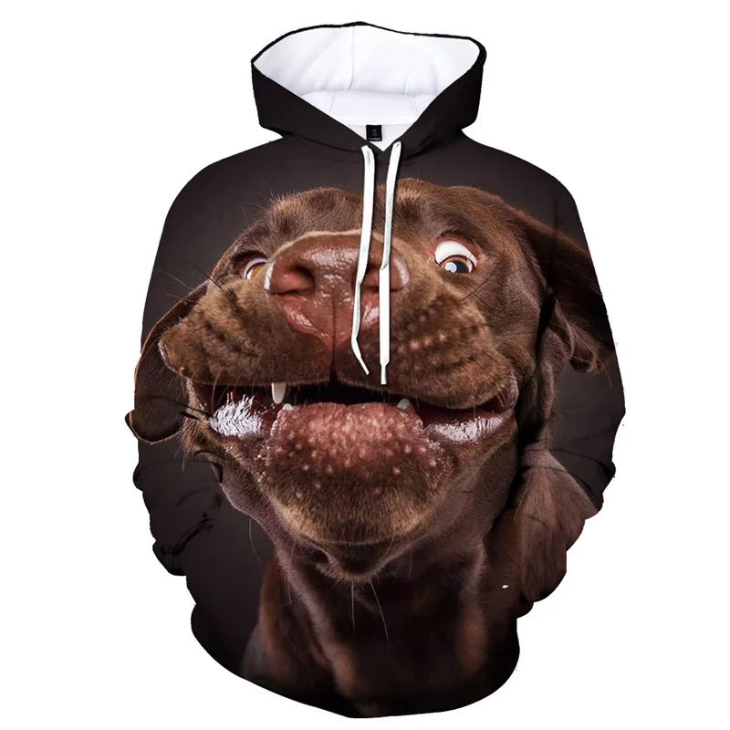 Hoodies de cachorro engraçado com padrão masculino, pulôveres casuais extragrandes, manga longa, animais fofos, impresso em 3D, streetwear, moda