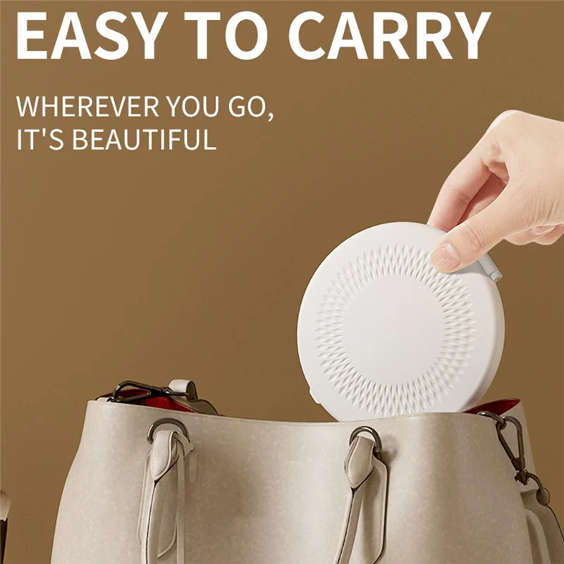 

ABGH-маленькое складное светодиодное зеркало для макияжа, компактное дорожное перезаряжаемое 3-цветное зеркало с подсветкой, встроенный аккумулятор емкостью 600 мАч