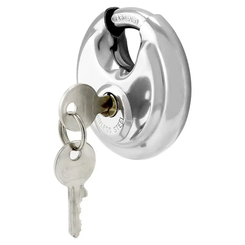 Disc Locks, Heavy Duty Steel Keyed Padlock Disc Storage Locks For Storage Unit Moving Trailers, 3/8Inch Shackle 2 Pack