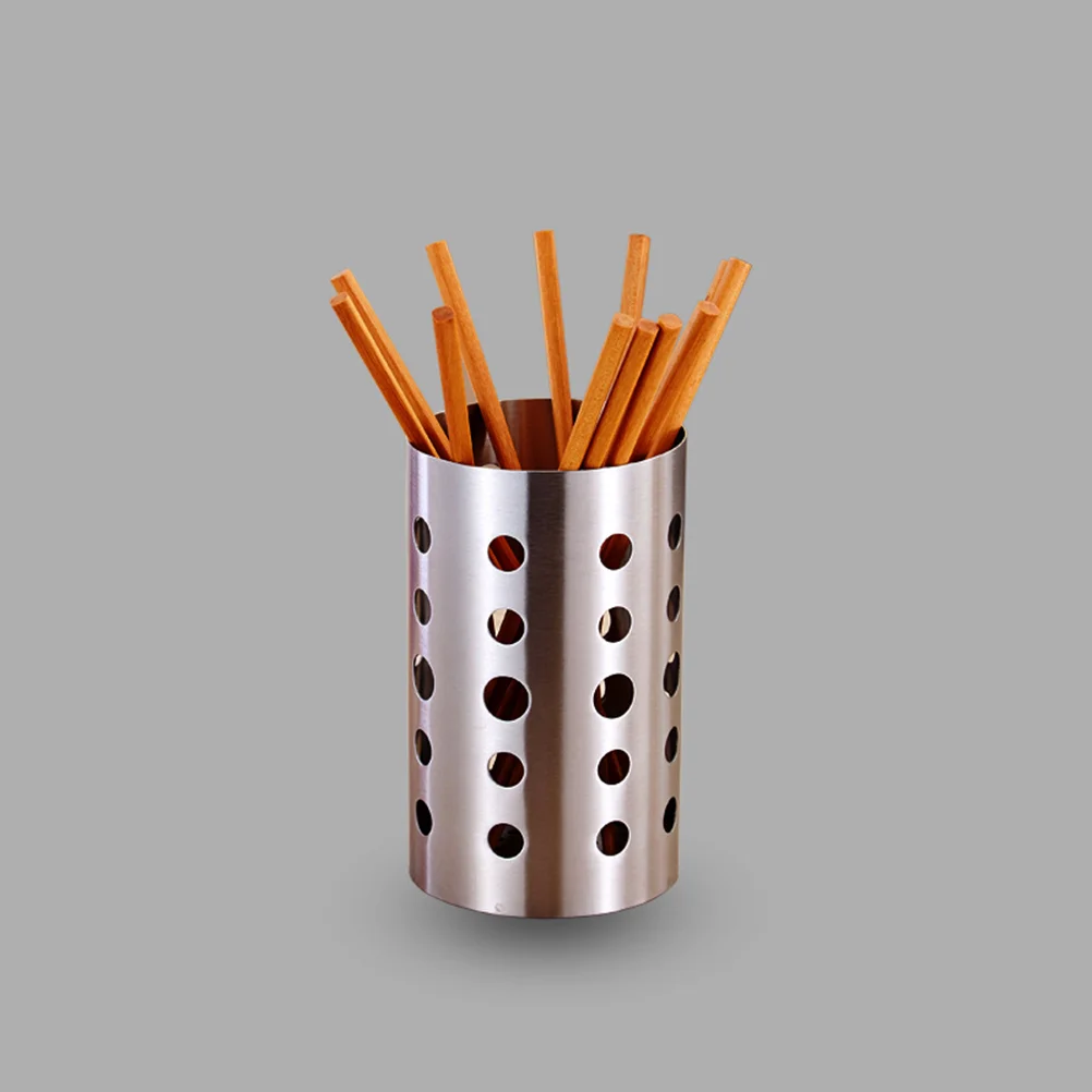 

304 Stainless Steel Cooking Tool Organizer with Drain Holes Flatware Holder for Kitchen Countertop Use