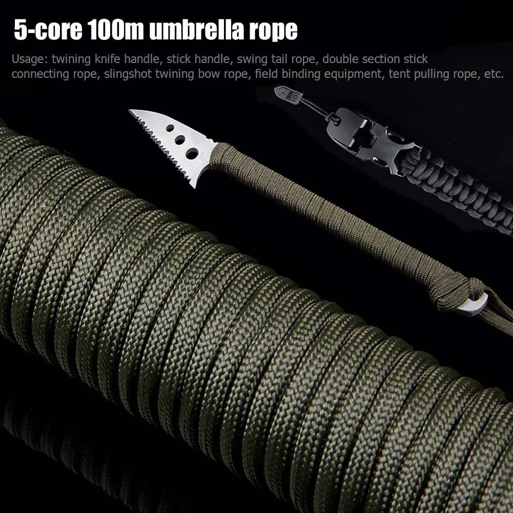 100M 5/9 Strands Paracord 550 IB Rope Cuerda Escalada Mil Spec Type Outdoor Parachute Cord Survival Umbrella Tent Lanyard Strap