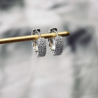 Brincos cravejados de diamantes europeus e americanos para homens e mulheres de hip-hop, brincos pop com diamantes completos