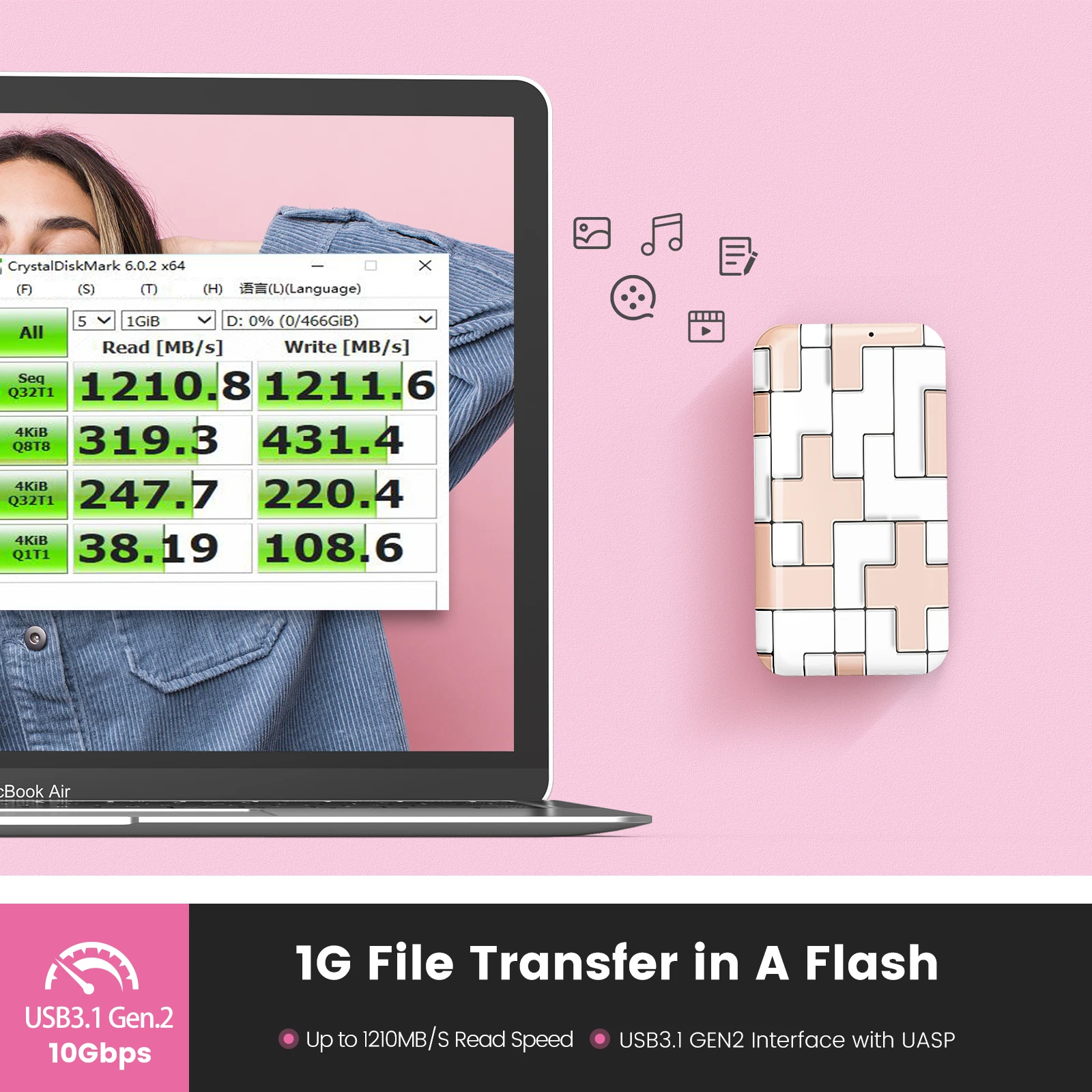 Unidad de estado sólido externa de submarca ORICO 1TB USB 3.2 Gen2 Tipo-C GEN2 SSD portátil 10Gbps 20Gbps 40Gbps