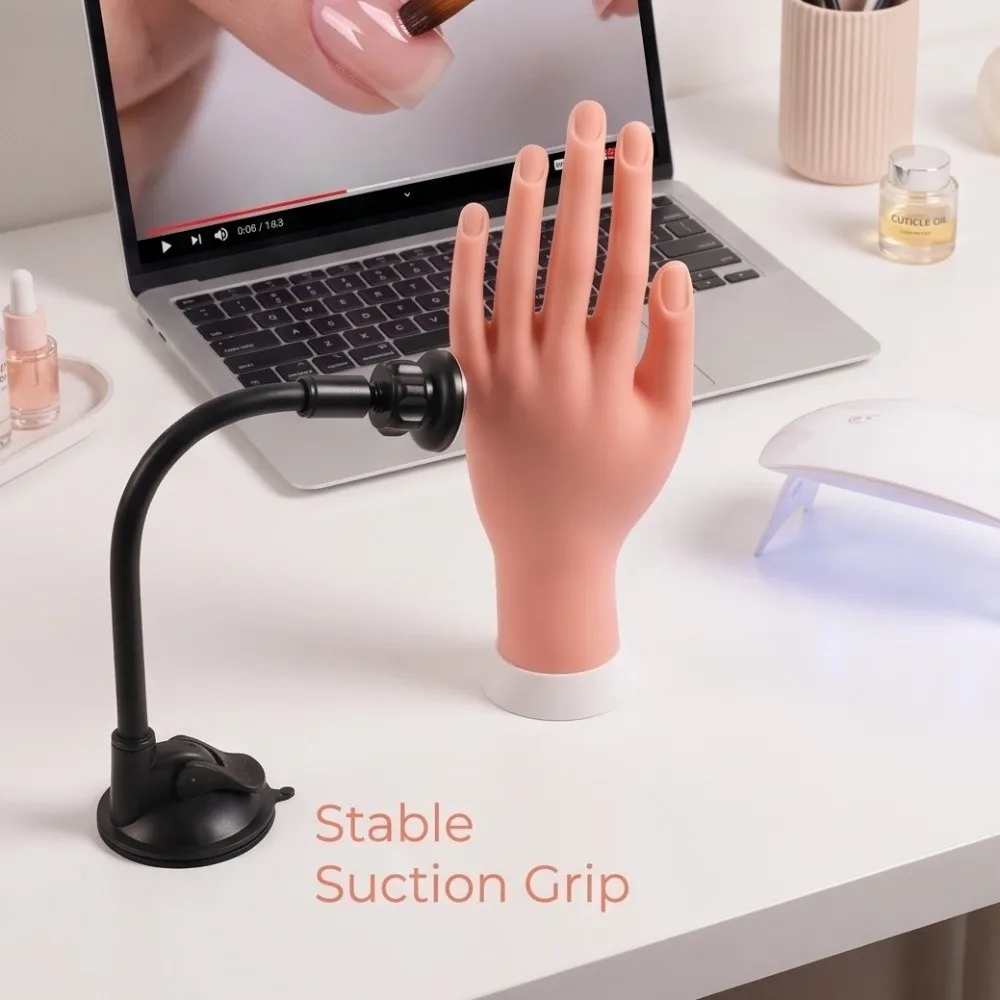 1 Set Magnetic Nail Art Practice Hand Positioning Fake Hand Flexible Training Mannequin Hand Flesh-Colored Soft