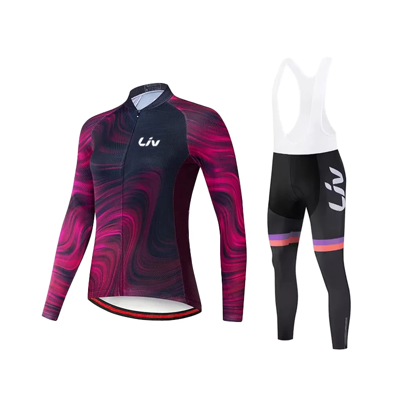LIV women's spring and autumn cycling suit set bicycle jersey quick drying outdoor sportswear cycling bib bicycle shirt - view 3
