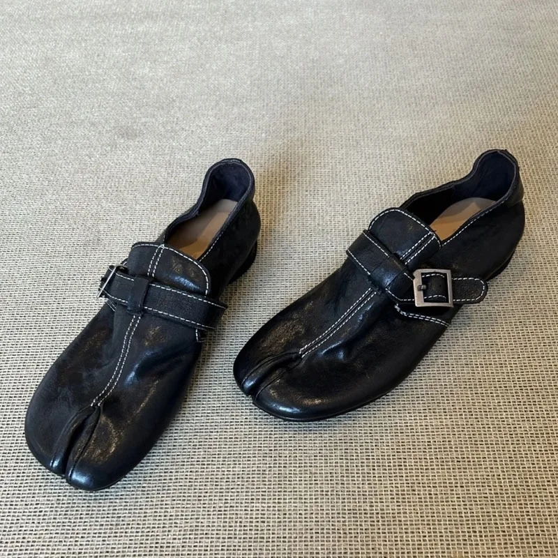 Women's Split Toe Casual Pump | Buckle Strap | Chunky Platform | Handmade | Black | UNITYPUREMAX™ Women's Split Toe Casual Pump | Buckle Strap | Chunky Platform | Handmade | Black | UNITYPUREMAX™