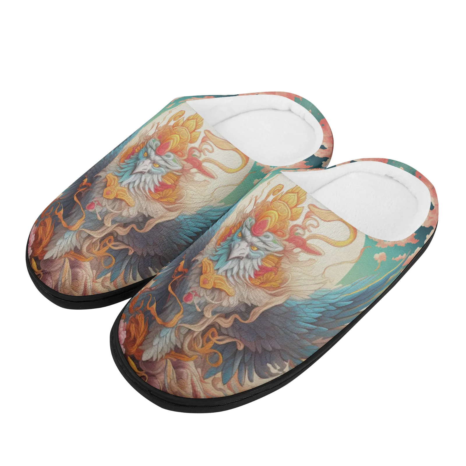 

Phoenix Totem Home Cotton Slippers for High Quality Plush Casual Keep Warm Shoes Thermal Slipper
