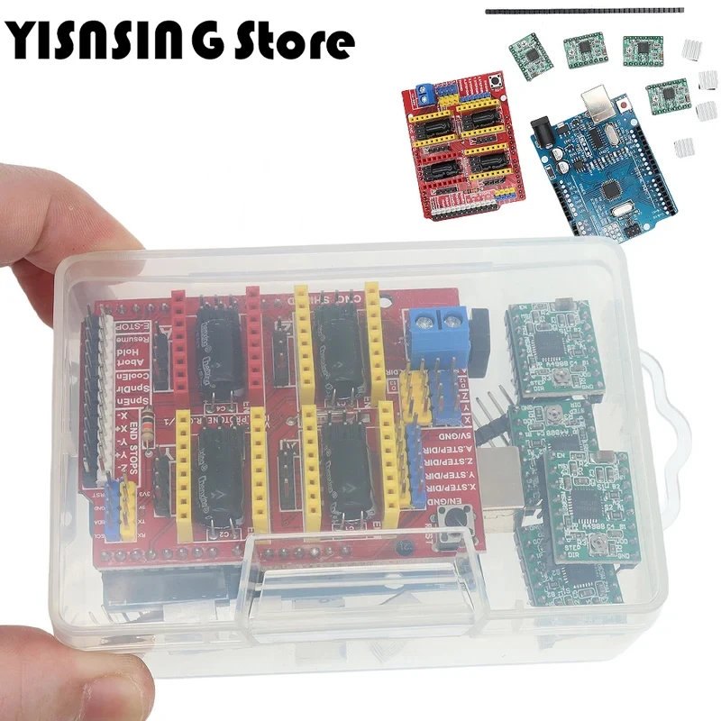 DIY KIT CNC Shield Expansion Board for 3D Printer   4 x A4988 Stepper Motor Driver with Heat Sink   UNO R3 DIY