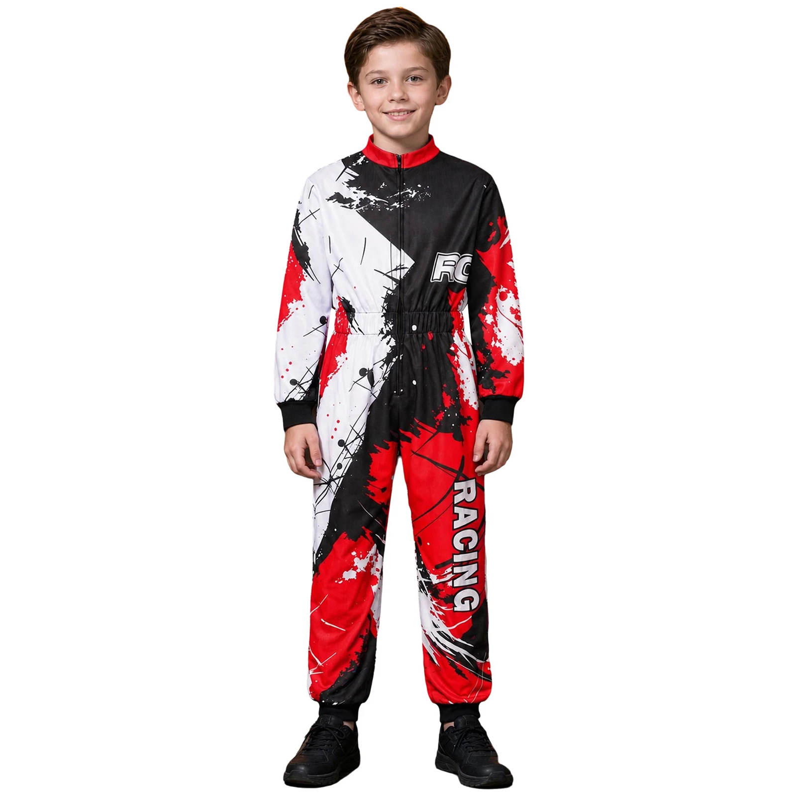 Jungen Motocross-Rennanzug, einteiliger Dirt-Bike-Rennanzug für Kinder, Spritzdruck, Offroad-ATV-Motorrad-Fahrkostüm – Detail 8