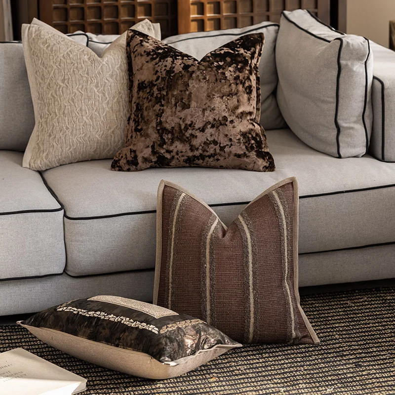 

Brown Collection Pillows Modern Simple Square Cushion Case Luxury Geometric Decorative Pillow Cover For Sofa Chair Home Decorate
