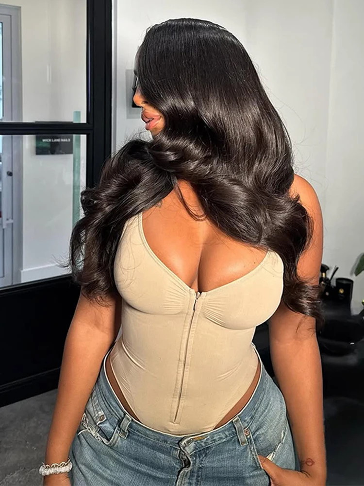 Sexy Women's Zipper Bodysuit Summer V-neck Solid Corset Spaghetti Strap Slim Fitting Female Vest Chic 2026 Party Underwear