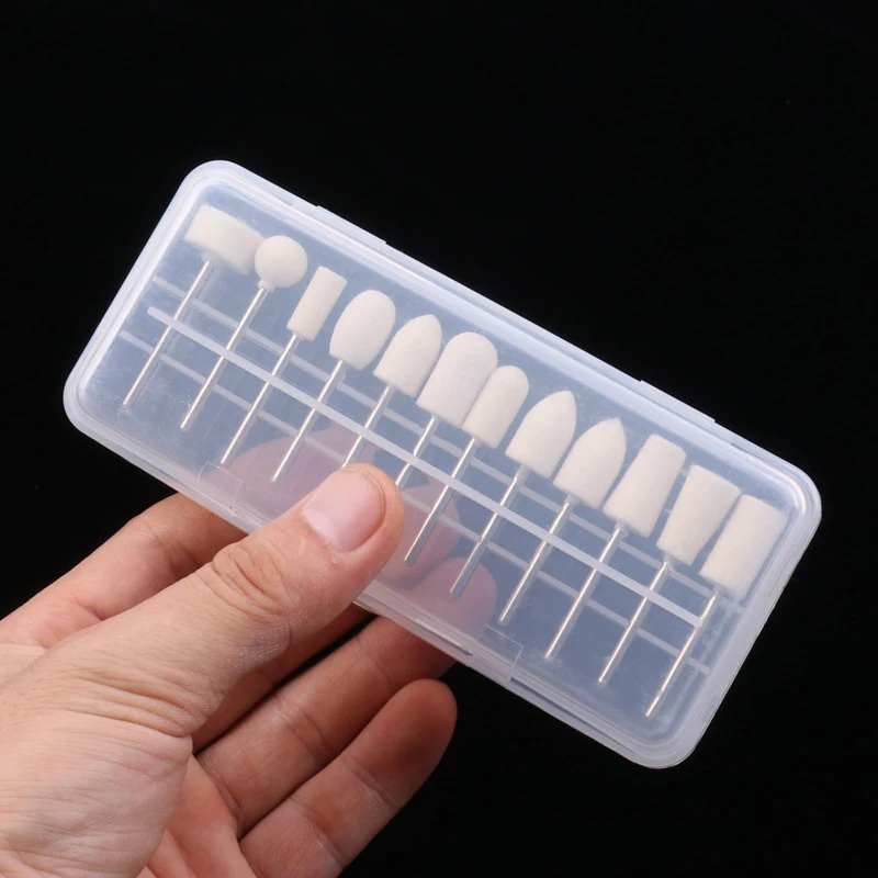 12PCS 2.35mm Shaft Wool Felt Polishing Wheel Mini Nail Drill Bit Set Nail/Jewelry/Metal Polishing & Rotary Tool Accessories