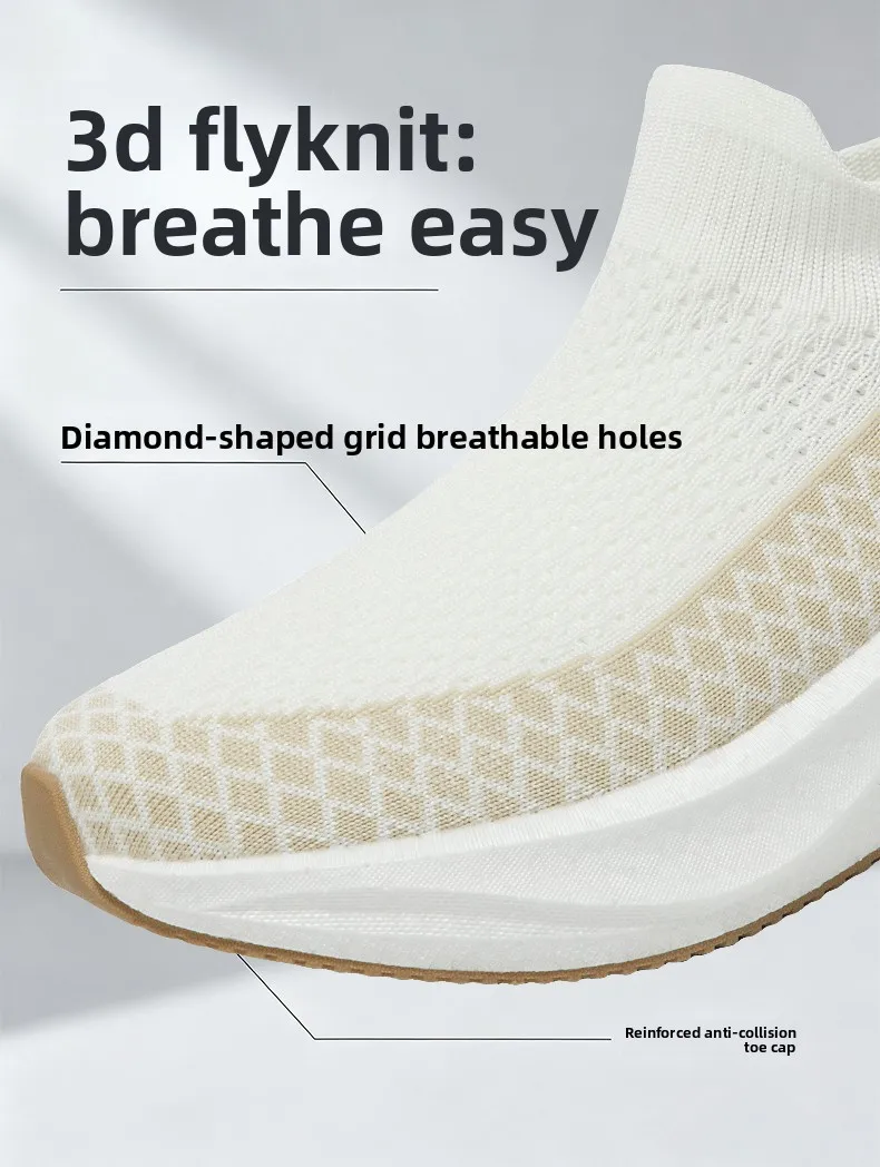 Unisex Real Boost Sneaker mit dicker Sohle, Stretch-Strick, atmungsaktiv, Übergrößen, stoßdämpfend, Sportschuhe, Laufschuhe für Damen und Herren – Detail 4