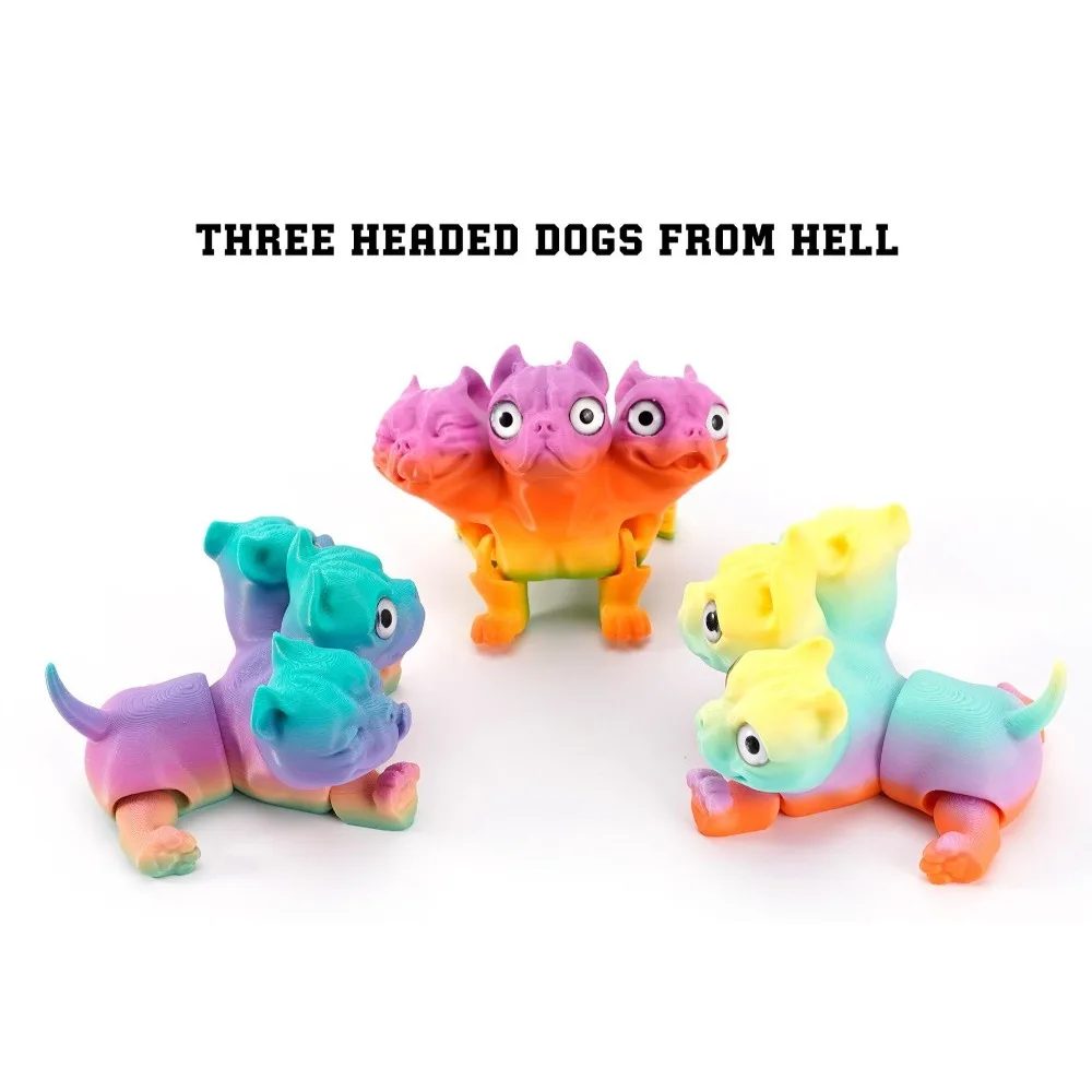 ثلاثية الأبعاد الطباعة Cerberus أرقام متعددة المفاصل المنقولة ثلاثة رؤوس الكلب الحرف للمنزل اكسسوارات الاطفال هدية غرفة المعيشة الديكور