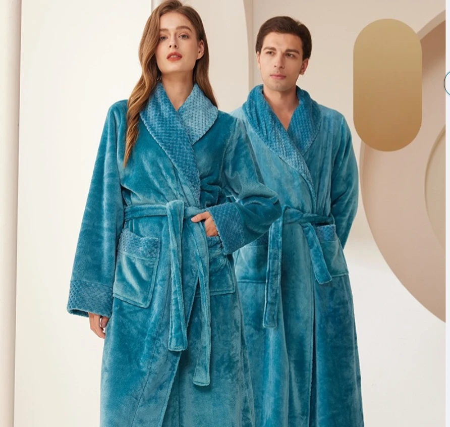 

Осень-зима, одежда для сна из кораллового флиса, утепленная фланелевая одежда для пар, длинный халат, мужское кимоно, халат, домашняя одежда, одежда для дома