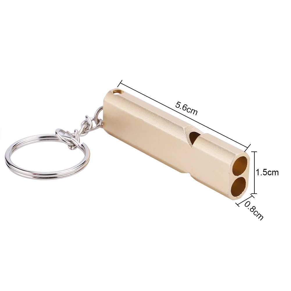 tool whistle lound version 2 Colors Aluminium Alloy Double Hole Emergency Survival Whistle with Keychain Outdoor Accessory