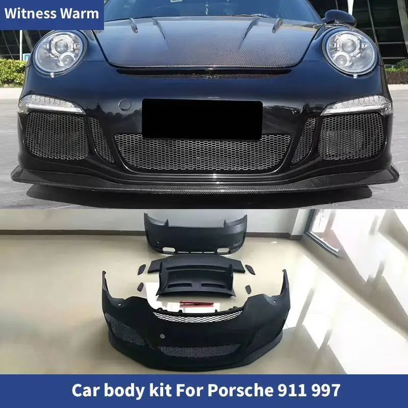 

911 997 Modification 991 991.1 GT3 Style Car Body Kit Front Bumper Lip Rear Bumper Diffuser Rear Spoiler for Porsche 997 05-12