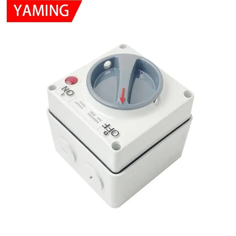 

Трехфазный уличный водонепроницаемый выключатель 63А, дождезащищенный промышленный переключатель с индикаторной лампой, 380В/220В, IP66