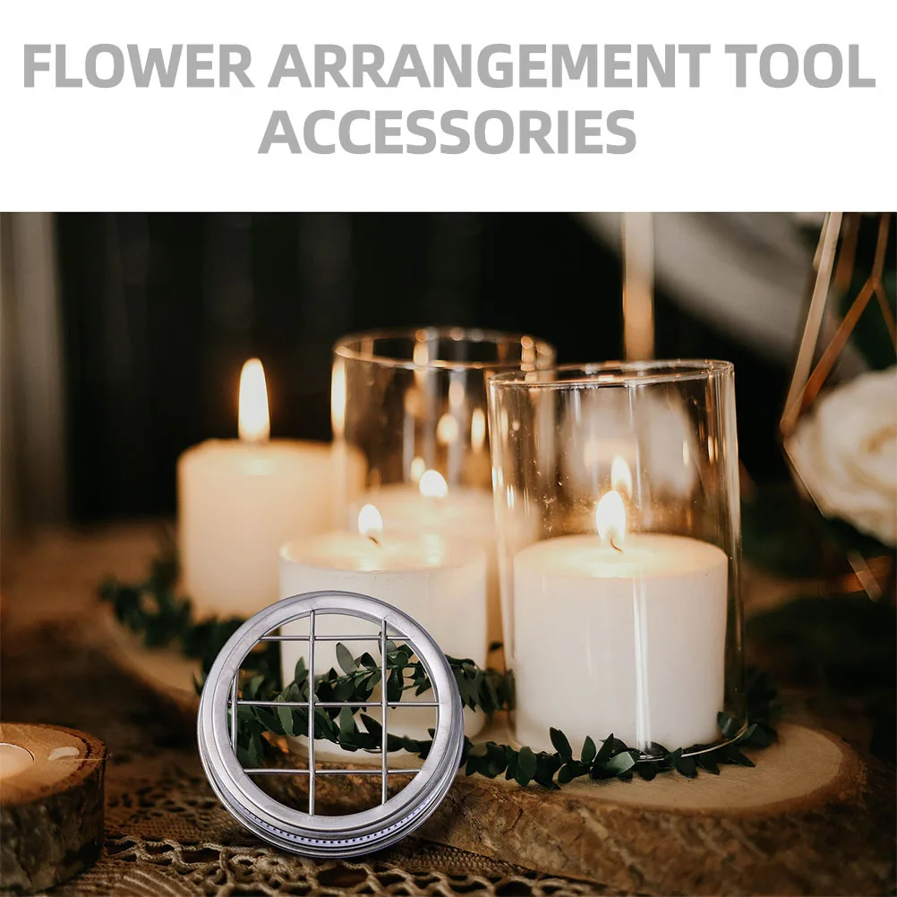 

1 set Flower Arranging Grid Lid Reusable Floral Insert Metal Vase Jar Accessories Stainless Steel Frog For Home Decoration Event