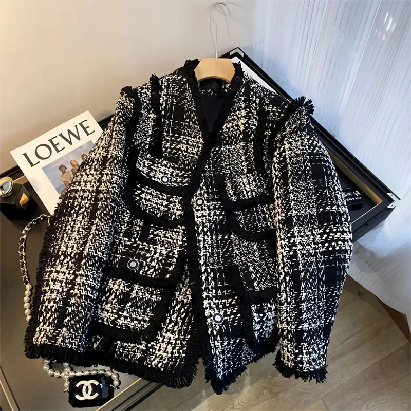 

Plaid Small Fragrant Wind Coat Female Spring and Autumn 2023 New Loose Senior Design Sense Niche Retro Baseball Jacket Commuting