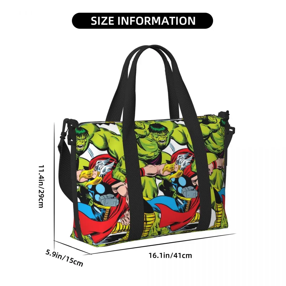 Kustom Hulk VS Thor tas belanja Tote klasik tas bepergian kapasitas besar wanita pantai Gym