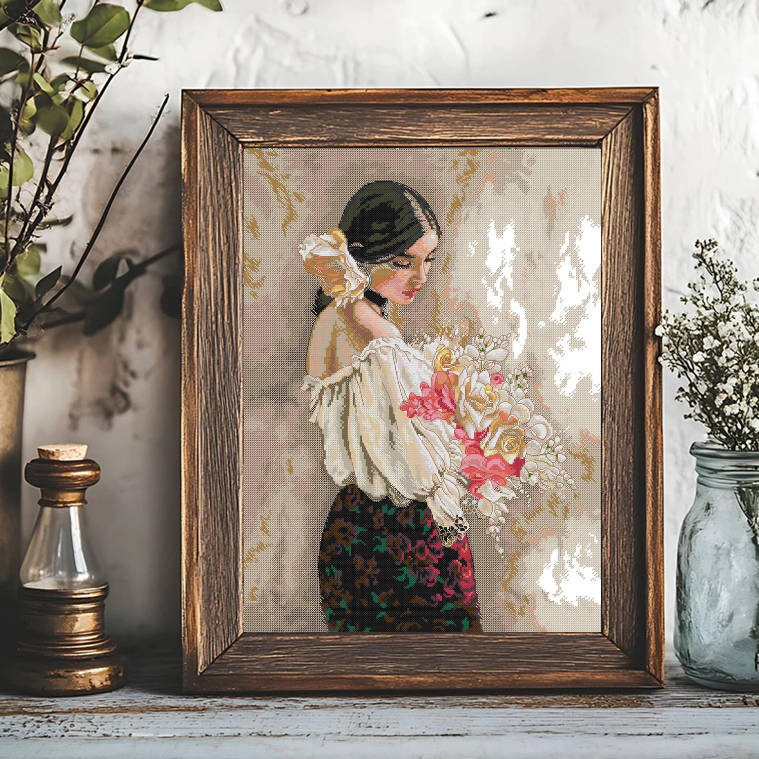 

Joy Sunday Набор для вышивки крестом с предварительной печатью DIY Easy Pattern Aida 14/11CT Набор для вышивки из штампованной ткани-Девичья с цветами