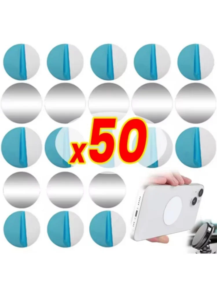 50/1 Stück Universelle Metallplatte für Magnetische Autotelefonhalterungen, Klebescheibe, Eisenblech, Magnetische Halterung für iPhone und Samsung
