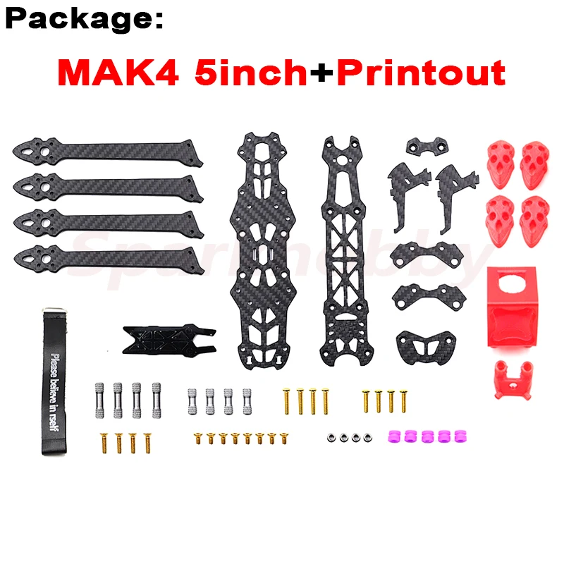 MAK4 HD DJI 5 Inci FPV Bingkai Serat Karbon 225Mm Dasar Roda 5Mm Lengan FPV Gaya Bebas Bingkai Jarak Jauh untuk RC Quadcopter Balap Drone